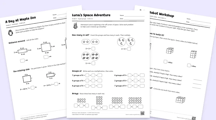 Sample grade 3 worksheets