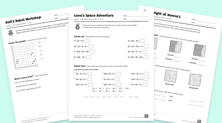 Sample grade 5 worksheets